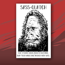 Load image into Gallery viewer, Sass-quatch card with drawing of Big Foot