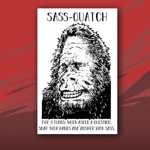 Sass-quatch card with drawing of Big Foot